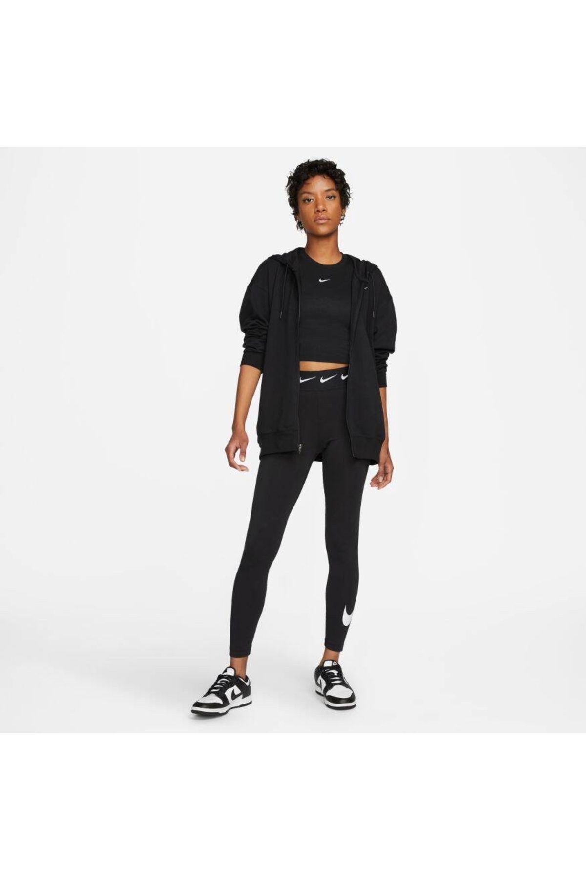 Nike سویشرت زنانه مشکی اورسایز ژرسی هودی اسپرت DM6415-010
