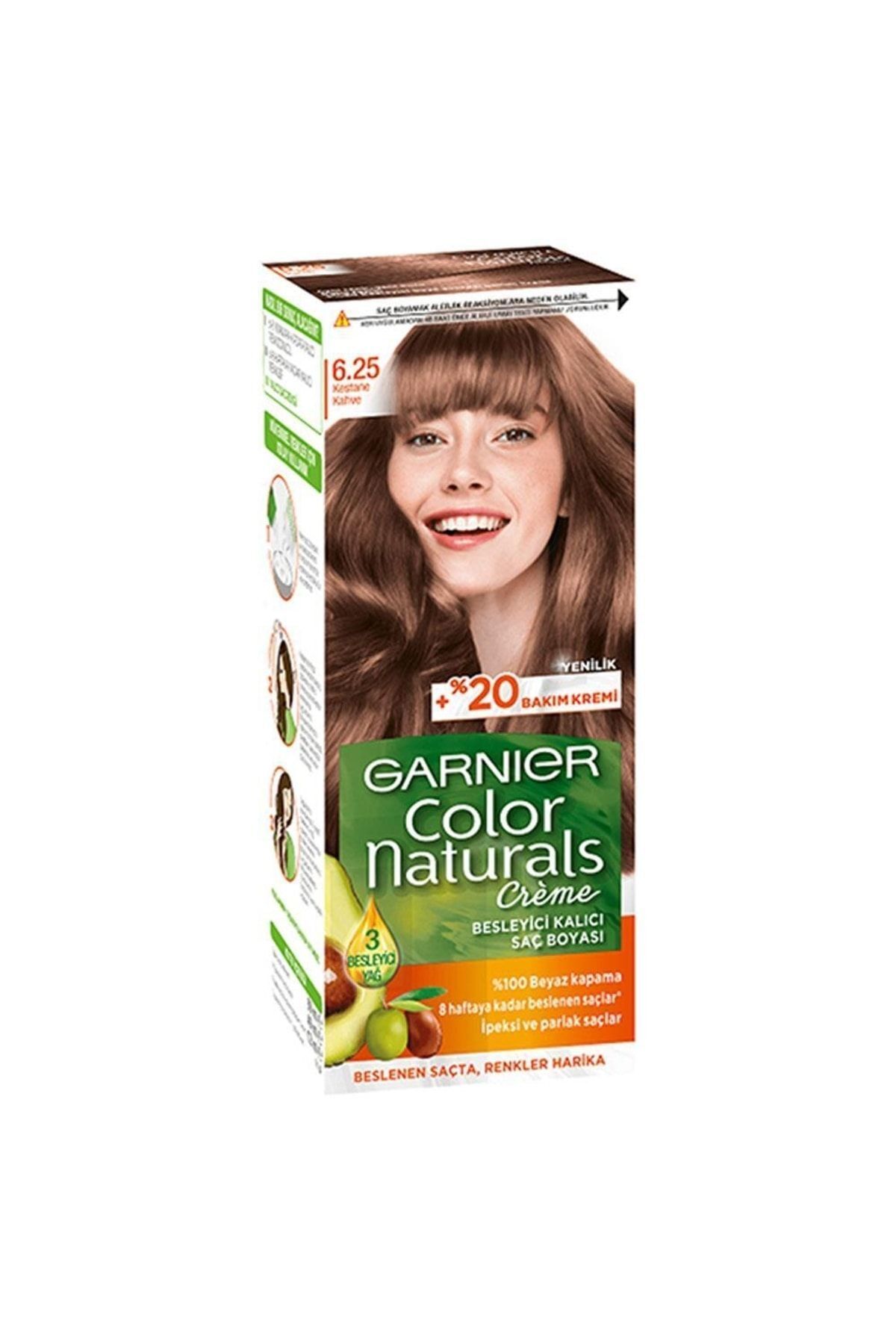 رنگ مو مردانه و زنانه طبیعی موهای شماره: 625 قهوه شاه بلوط Garnier