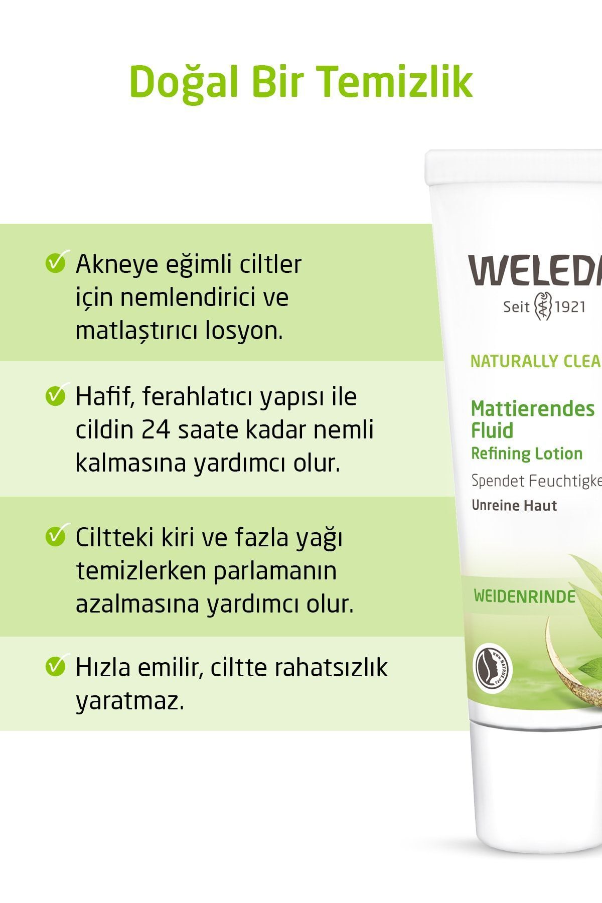 لوسیون مرطوب کننده و مات کننده ارگانیک 30 میلی لیتر Weleda