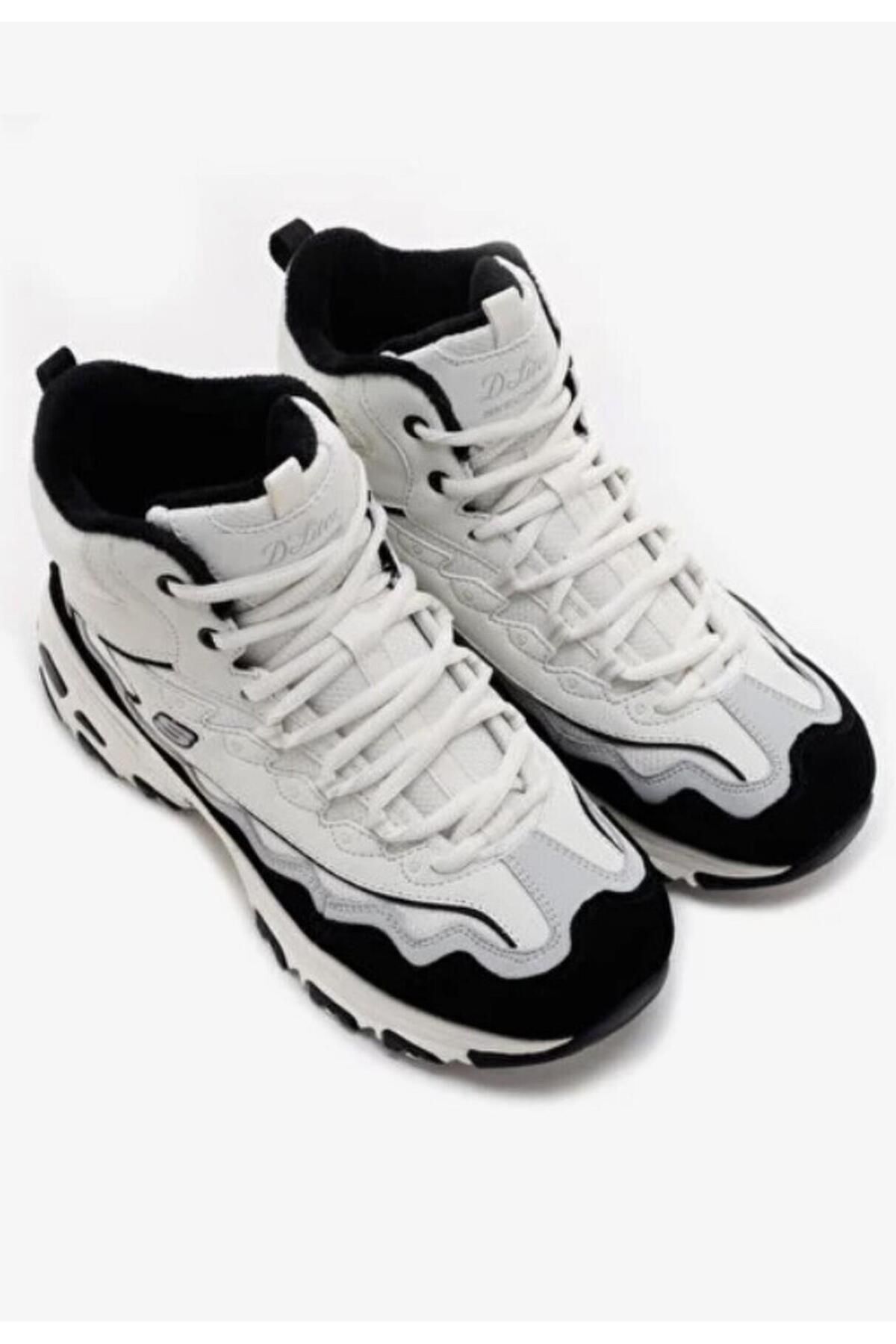 SKECHERS-حذاء نسائي من D'lites - New Lane Warm Tech باللون الأبيض والرمادي168026 WGRY- قالب عريض 4