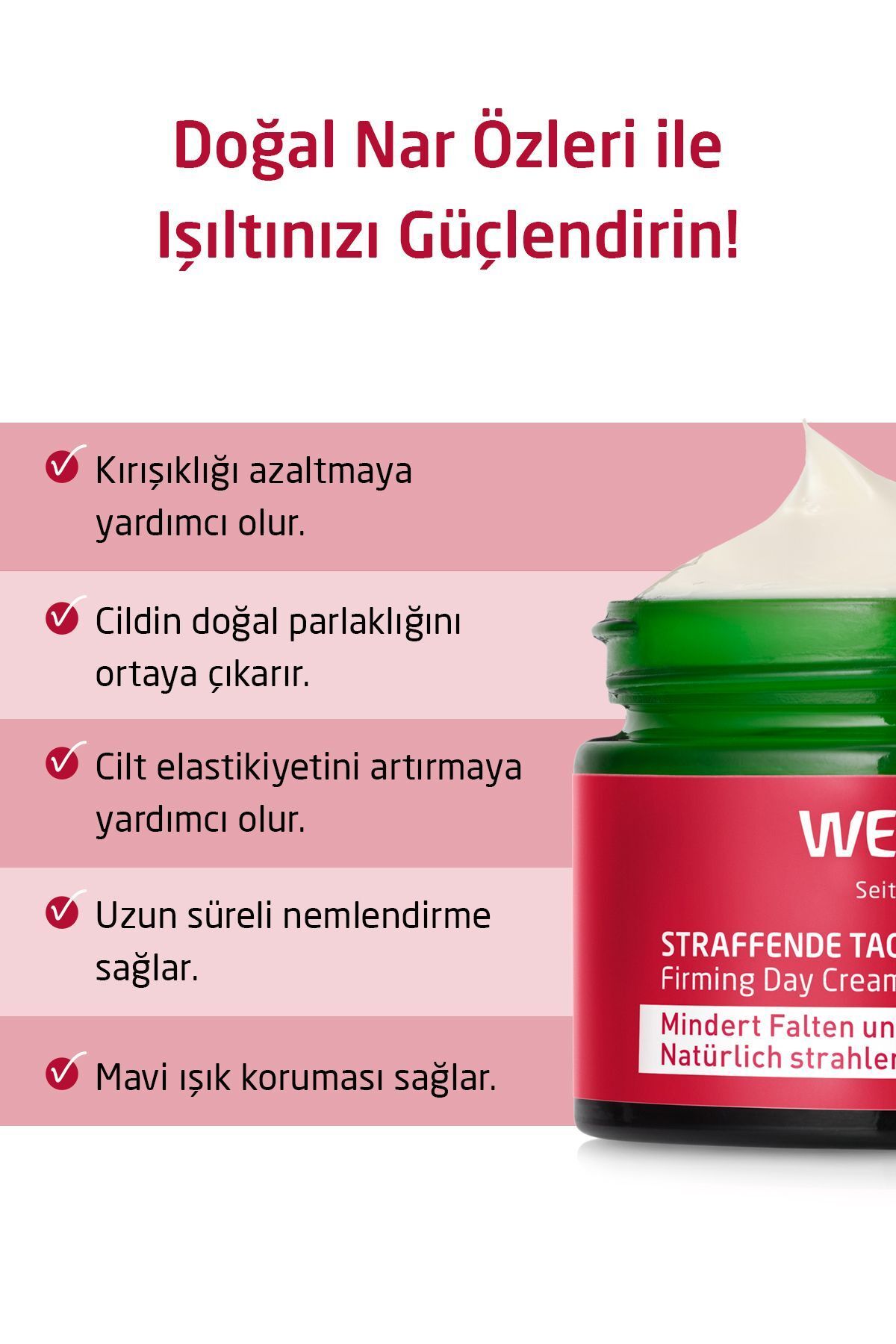 کرم مراقبتی روز سفت کننده عصاره ارگانیک پپتید انار و ماکا 40 میلی لیتر Weleda