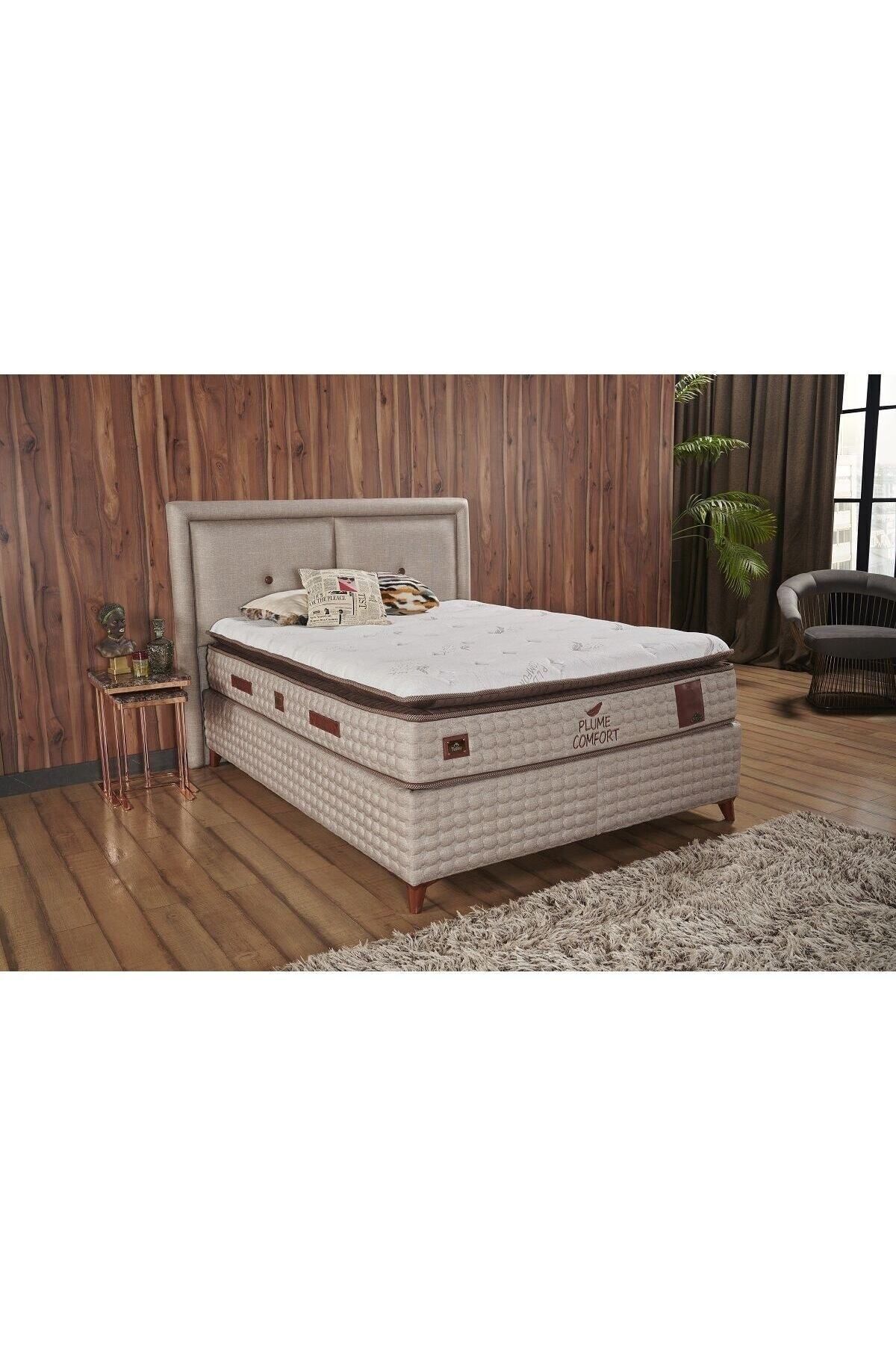 Ортопедический натуральный матрас Tutku Bed Plume Comfort с подкладкой из органической карманной пружины + основание кровати + изголовье основания PCYS6895