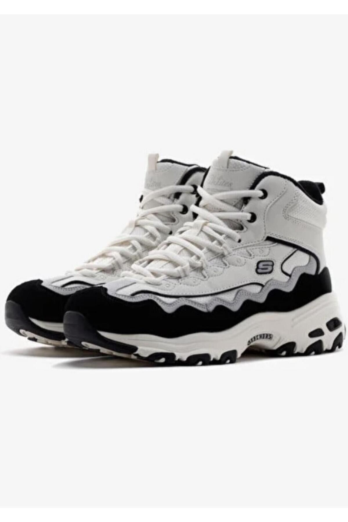 SKECHERS-حذاء نسائي من D'lites - New Lane Warm Tech باللون الأبيض والرمادي168026 WGRY- قالب عريض 3