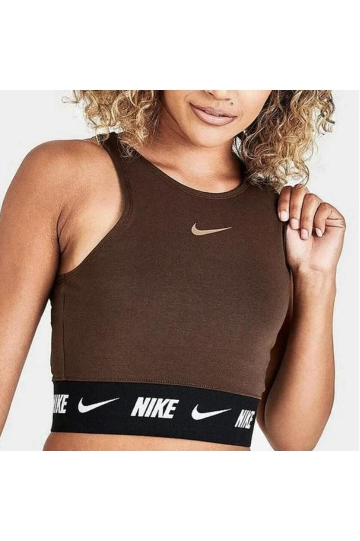Nike Sportswear Crop Tape Top Kad n Kahverengi Atlet Fiyat Yorumlar Trendyol