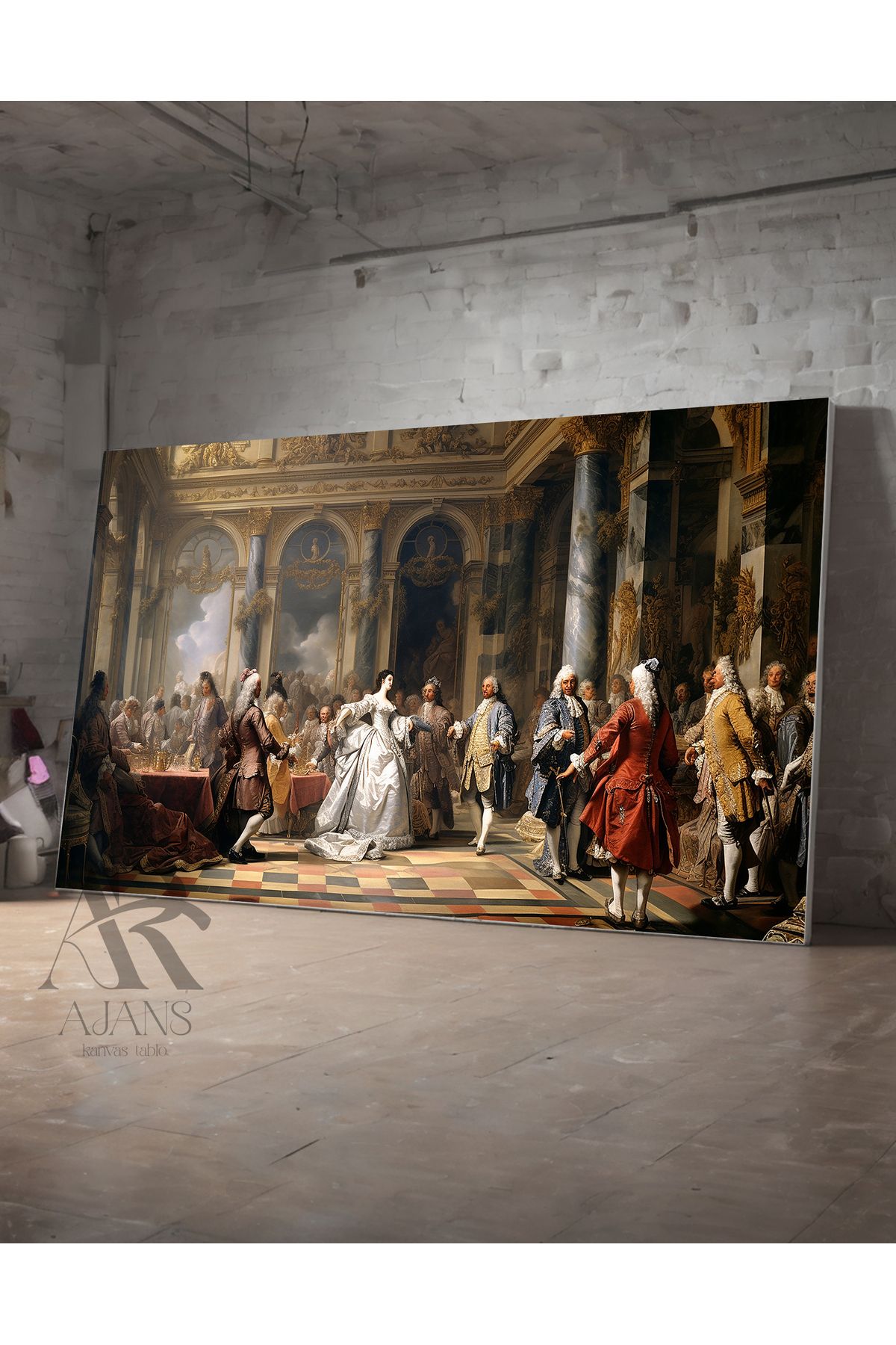 AR AJANS KANVAS TABLO Federic Cel Mare Cântând La Flaut La Sanssouci Pictura Pânză - 20 x 30