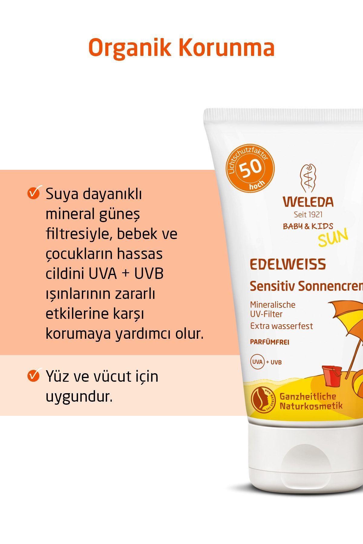 کرم ضد آفتاب ارگانیک ادلوایس 50 میلی لیتر Spf 50 Weleda