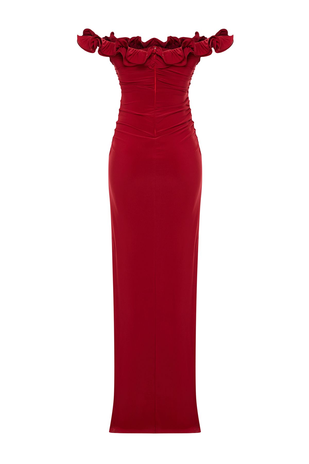 Trendyol Collection-Rochie de seara lunga tricotata rosie - TPRSS24AE00082 8