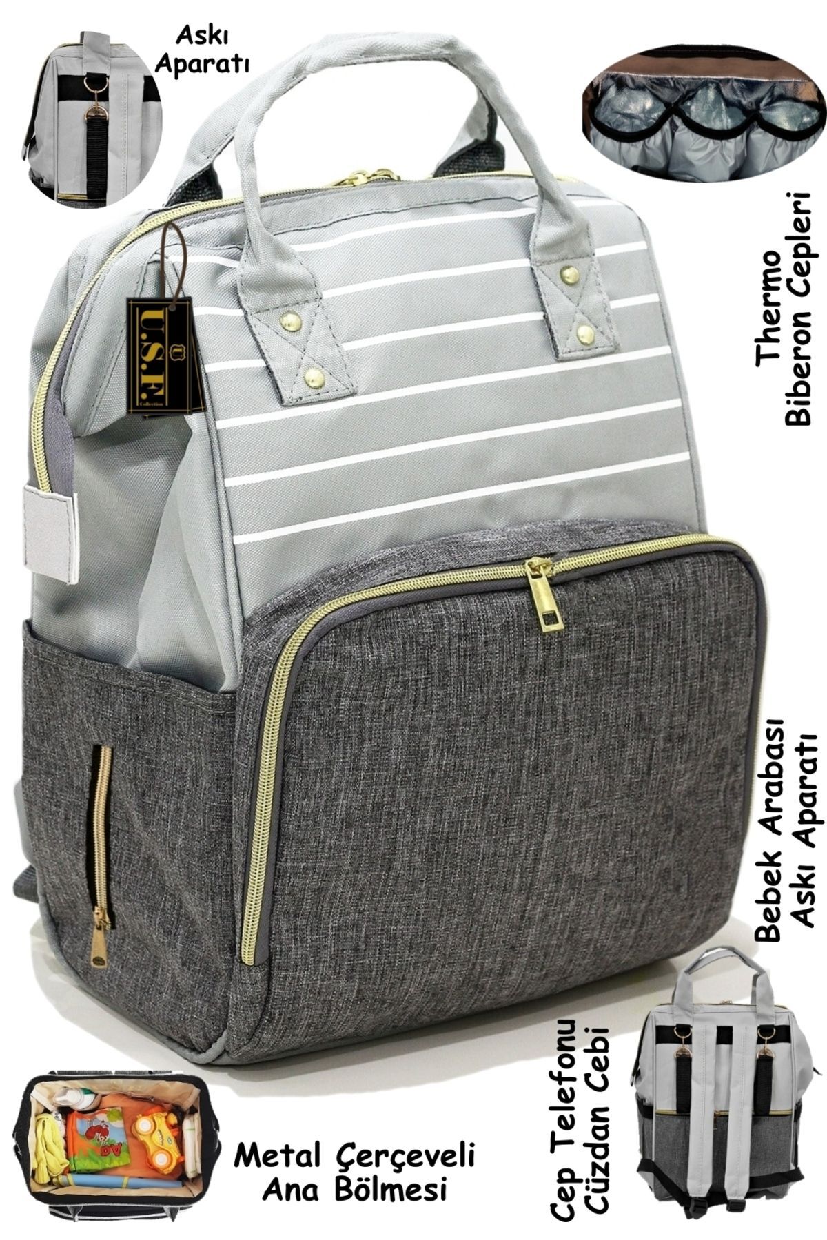 USF Ergonomik Bebek Taşıma Kangurusu Lüx Bebek Kanguru Ve Bebek Bakım Çantası 2 Li Set fotoğrafı 2 (önizleme)