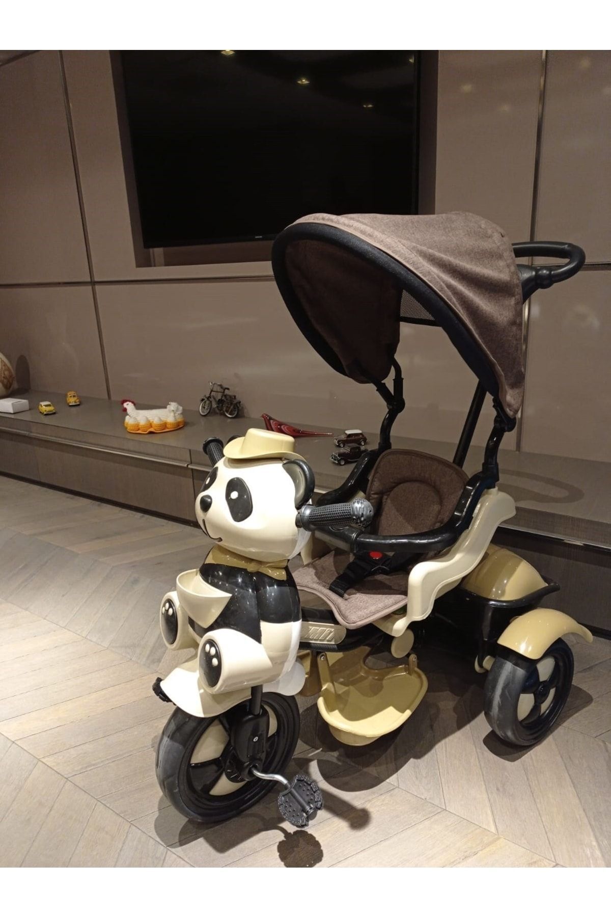 BabyHope 127 Little Panda Ebeveyn Kontrollü Tenteli Müzikli Tricycle Üç Teker Bisiklet