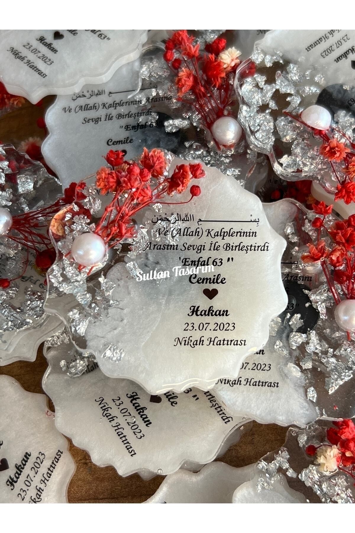 Sultan Tasarım 6 Cm - 20 Adet Çiçekli Söz Nişan Düğün Kız Erkek Bebek Yenidoğan Sünnet Hediyelik Buzdolabı Magneti fotoğrafı 2 (önizleme)