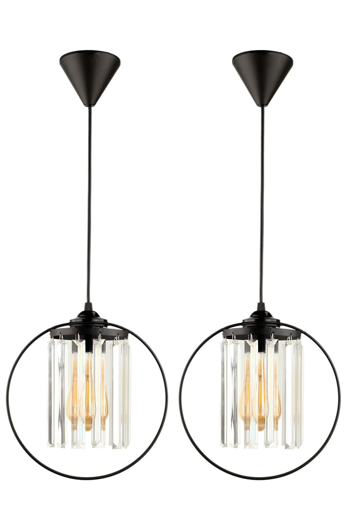 Lemos Crystal Gemstone Single Chandelier Black 2pcs