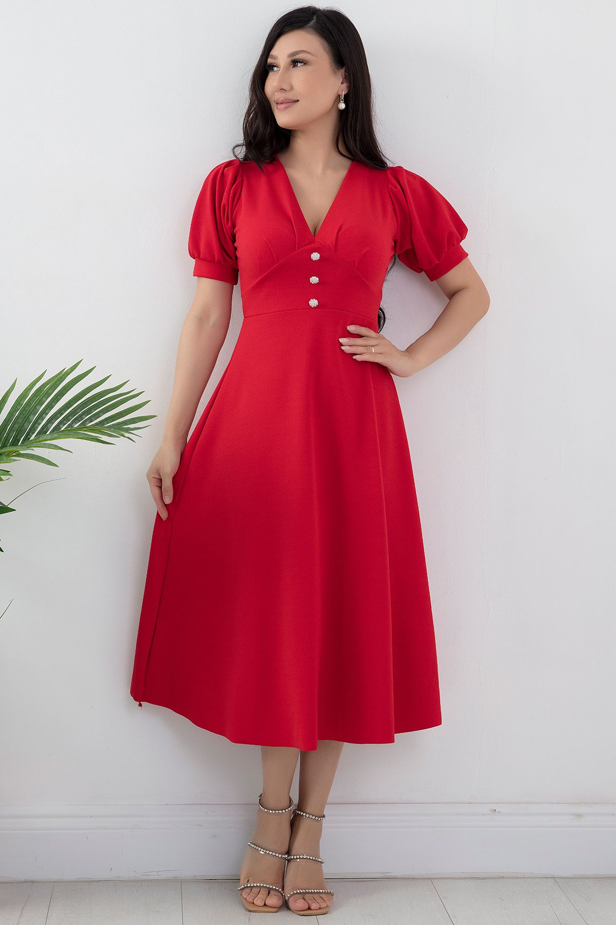 PULLIMM-2024-2086 Model Crepe Dress - Buttoned Front 5