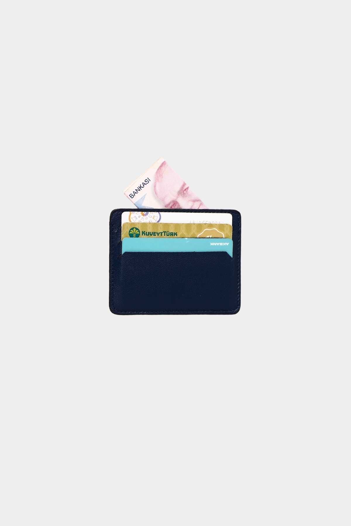 کارت دار مردانه و زنانه 0530 چرمی واقعی SUPER SLIM یونیسکس CARD HOLY FLOTHER NAVY BLUE Grande