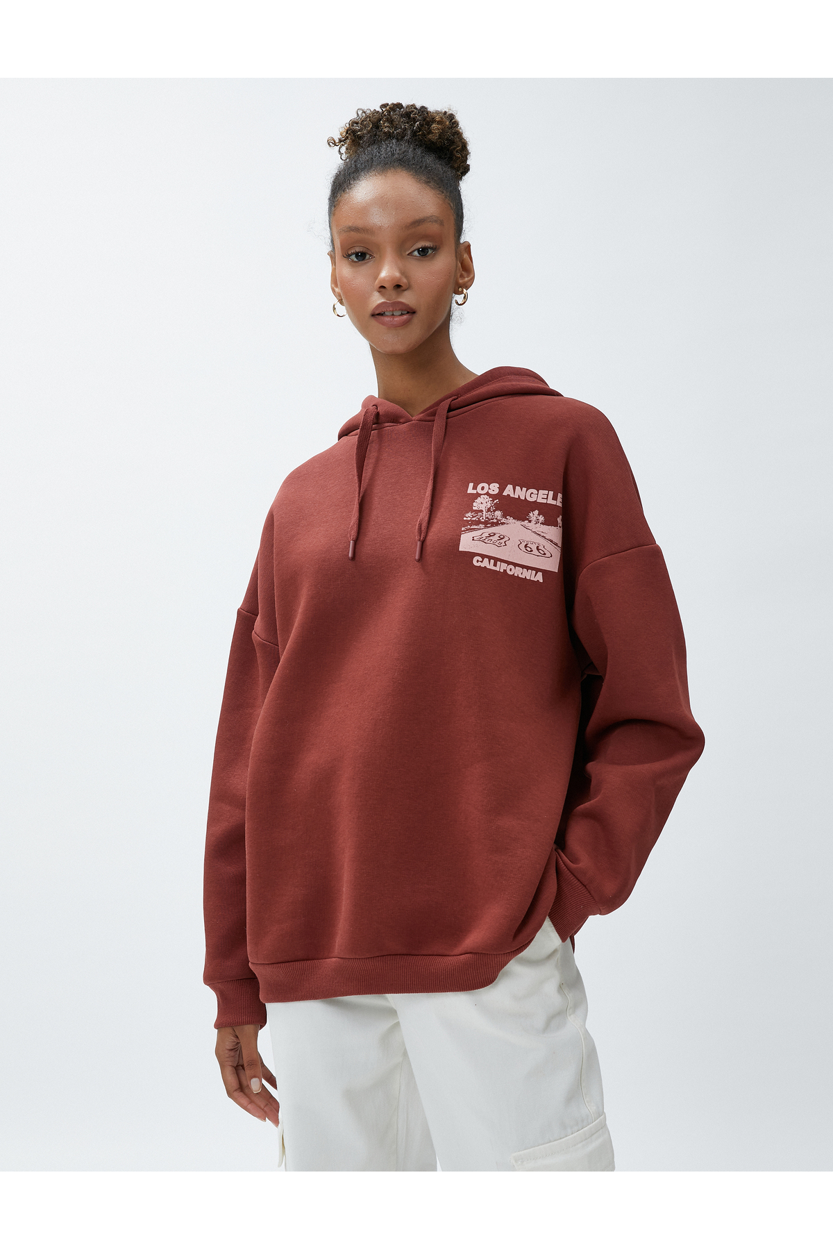 سویشرت زنانه قهوه ای کوتونKoton | 4WAL10058IK اورجینال - تصویر 3