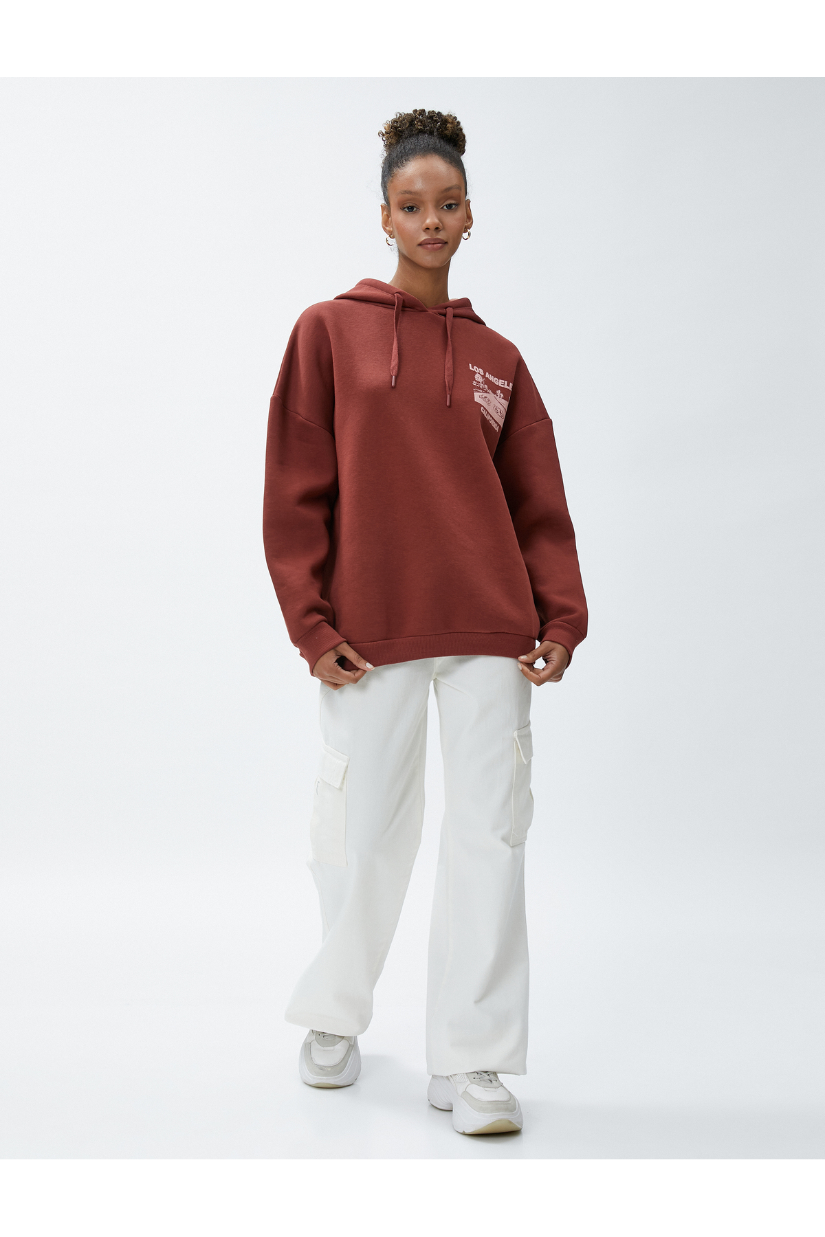 سویشرت زنانه قهوه ای کوتونKoton | 4WAL10058IK اورجینال - تصویر 2