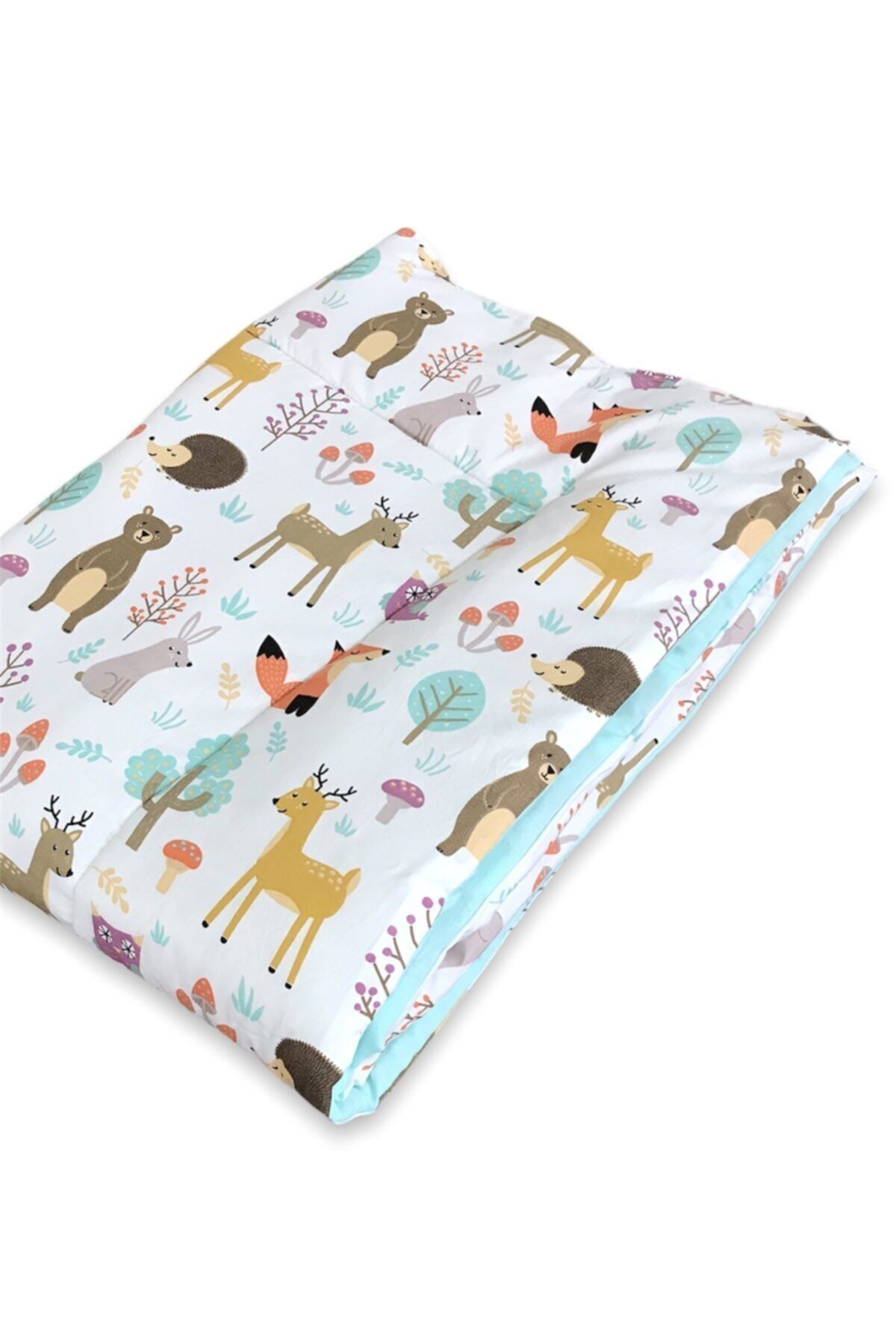 Bebek Özel Bebek Çocuk Yorganı Standart 100x150 cm Doğa Hayvanlar Mint Yeşili fotoğrafı 2 (önizleme)