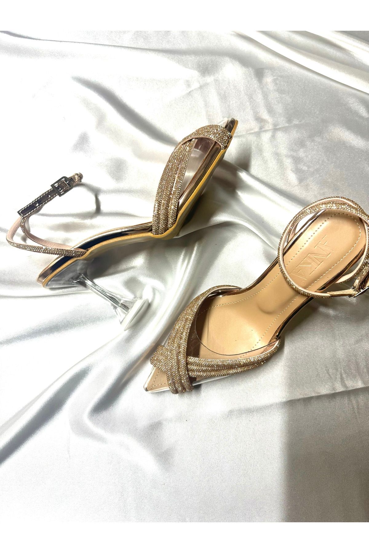 TrendyAnka-Lady Princess Nude Rose - Pantofi de seară cu toc transparent, cu vârf ascuțit, cu detaliu de piatră încrucișată de 8 cm 4