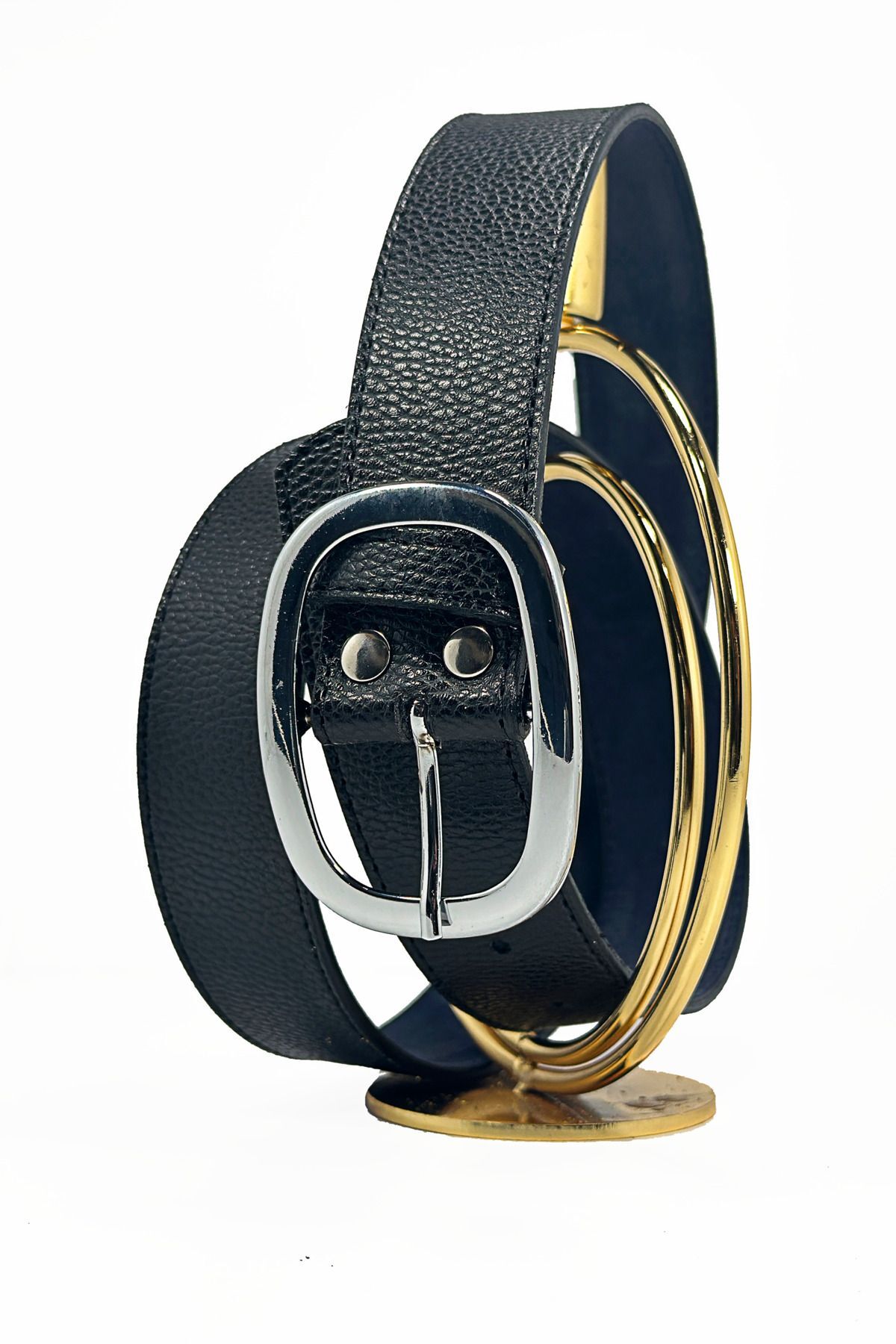 1st Class Wide Buckle Black Women's Belt 4CM Jacket Belt, Women's Vegan Leather Women's Pants Belt