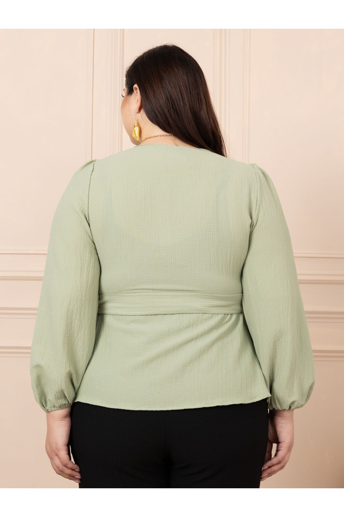 Styli-Plus Textured Peplum Wrap Top 4