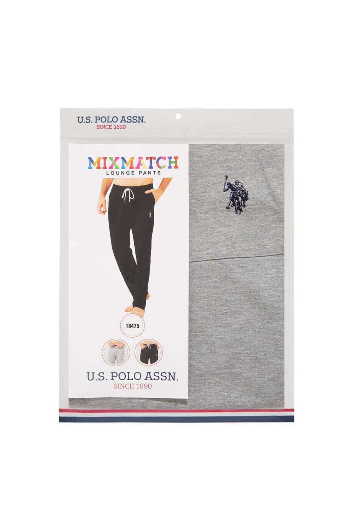 شلوار پیژامه خاکستری مردانه دمپایی ملانژ اورجینال U.S. Polo Assn.