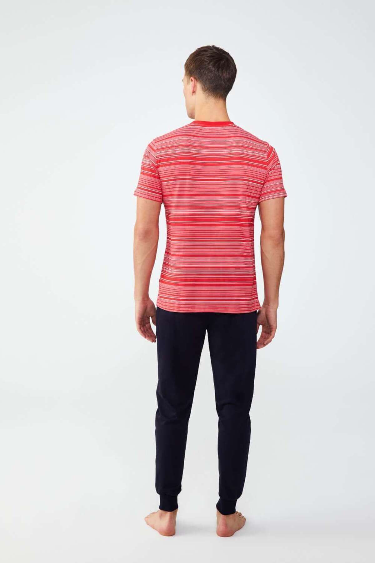 ست پیژامه قرمز مردانه لباس خواب یقه گرد U.S. Polo Assn.