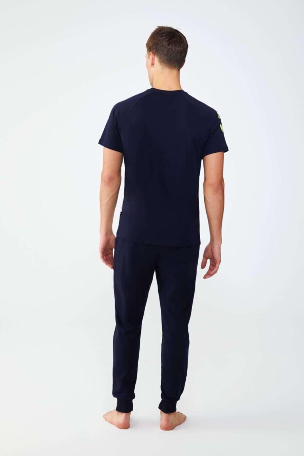 ست پیژامه آبی مردانه لباس خواب یقه گرد سرمه ای U.S. Polo Assn.