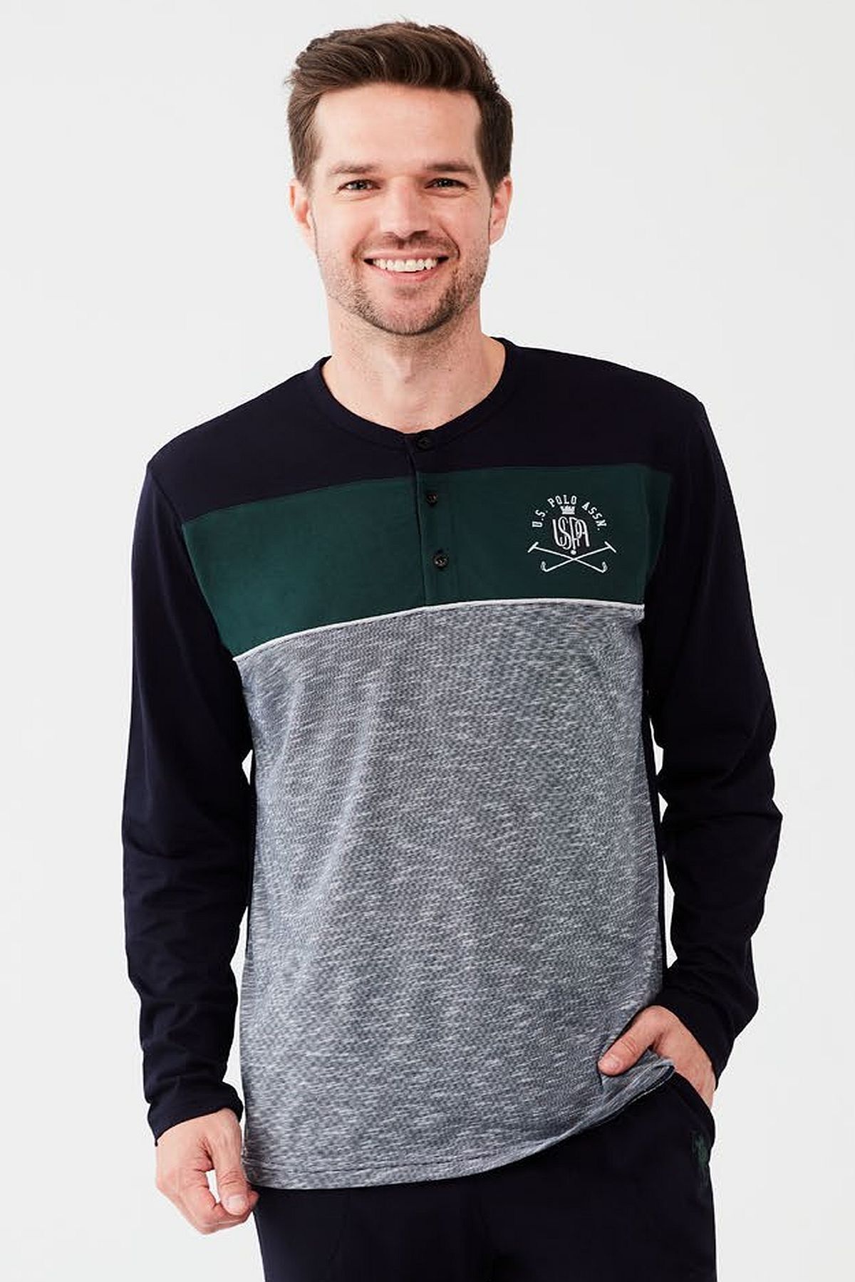 ست پیژامه آبی مردانه لباس خواب سرمه ای U.S. Polo Assn.