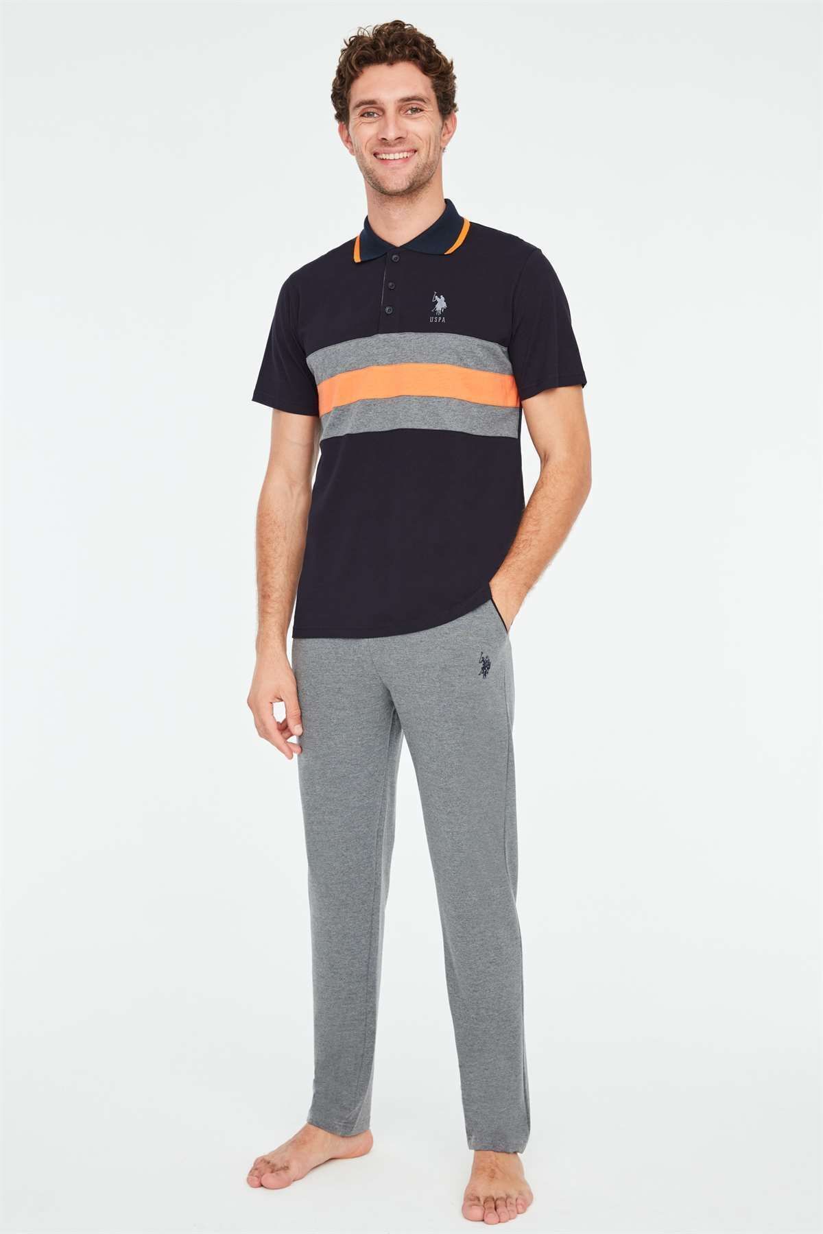 ست پیژامه آبی مردانه لباس خواب سرمه ای U.S. Polo Assn.