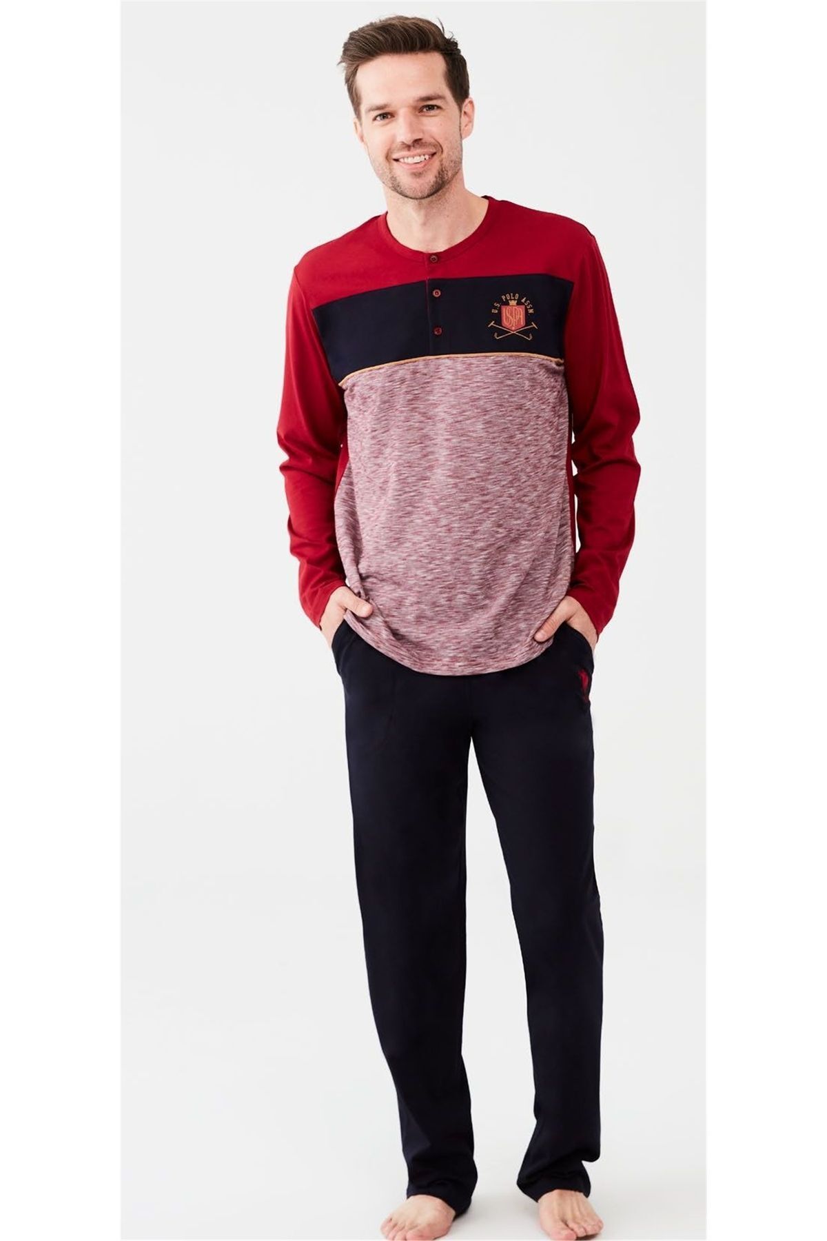 ست پیژامه قرمز مردانه لباس خواب کلارت U.S. Polo Assn.