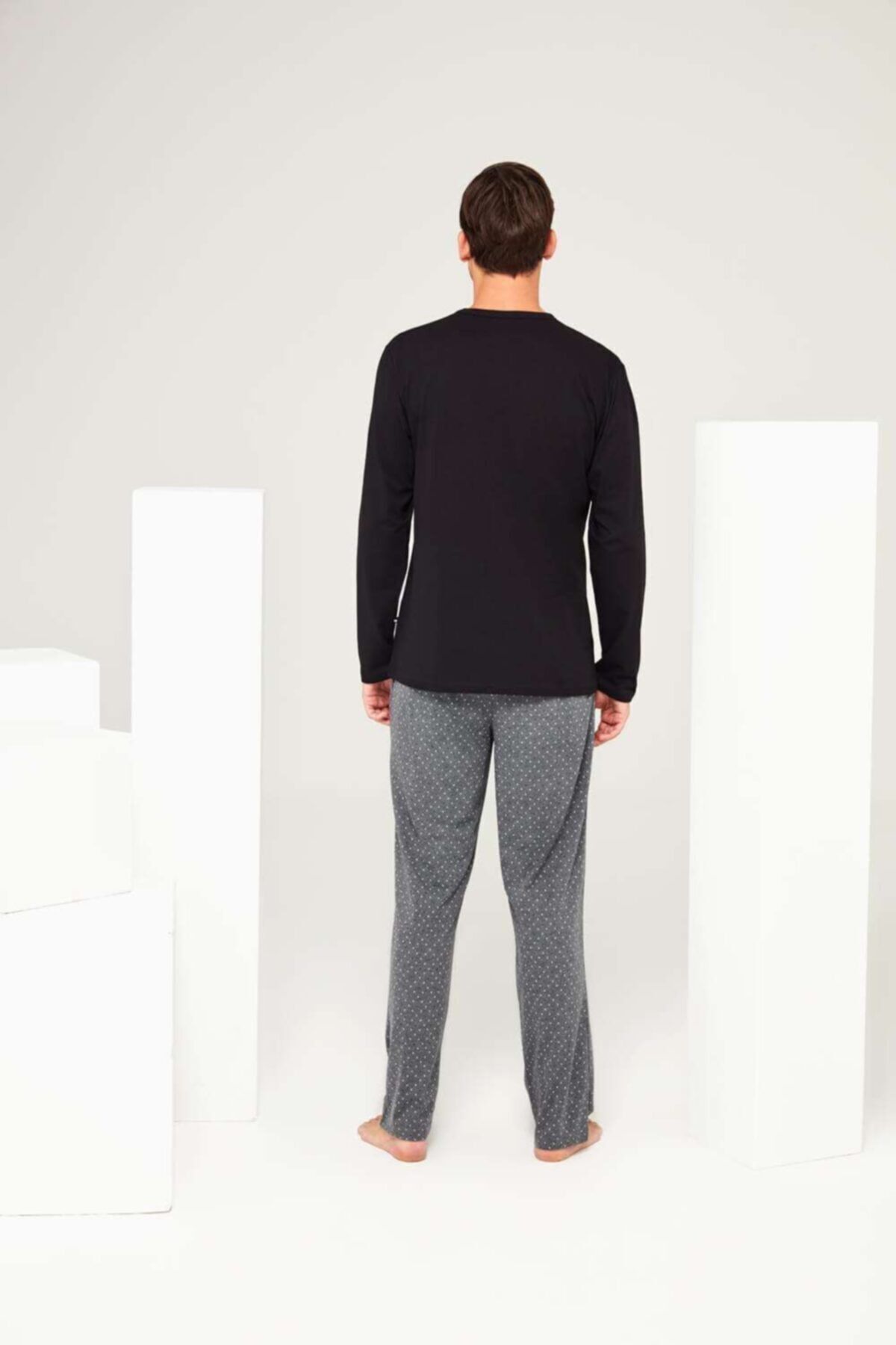 ست پیژامه مشکی مردانه لباس خواب یقه گرد U.S. Polo Assn.
