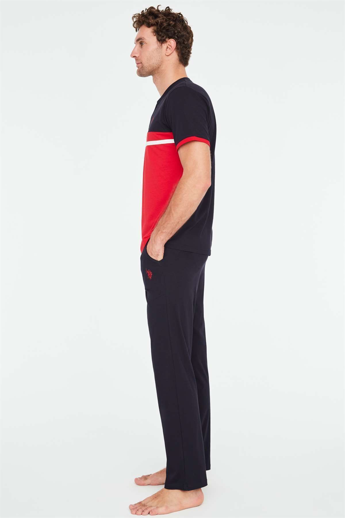 ست پیژامه قرمز مردانه لباس خواب اورجینال U.S. Polo Assn.