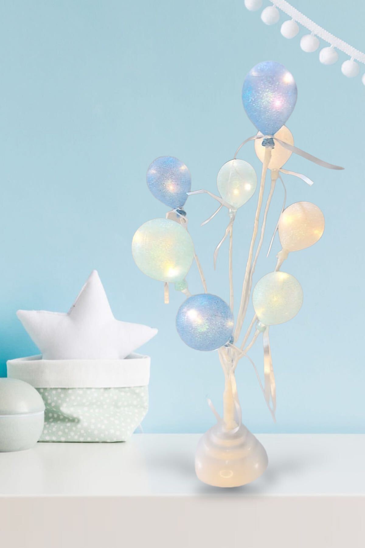 MAGICLEDCORNER Led Işıklı Pille Çalışan Balon Ağacı Masa ve Gece Lambası