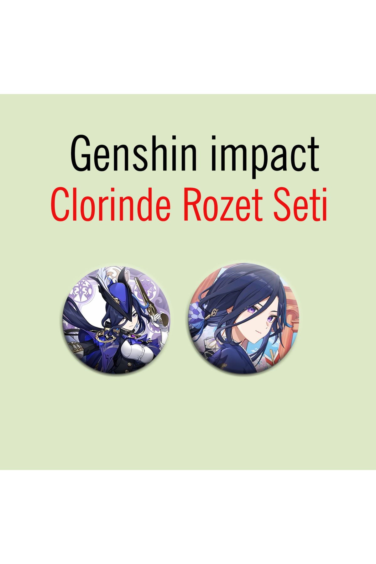 Akumastik-Genshin Impact Clorinde 2-Piece Button Set with Badge and Pin 1