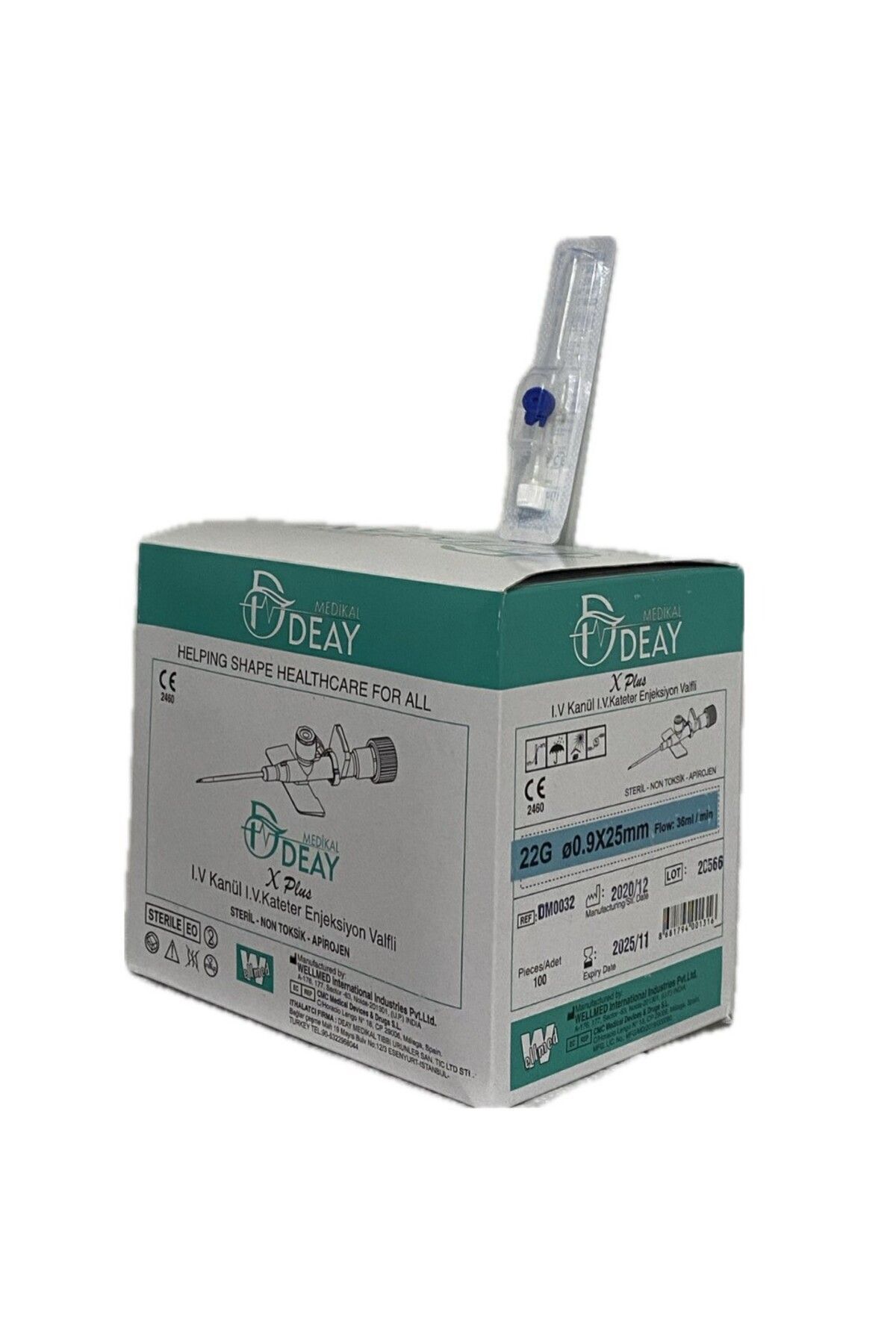 22g Mavi 25 Adet Iv Kanül Katater Valfi Piercing Delim Ignesi-nfsıv22g25 2
