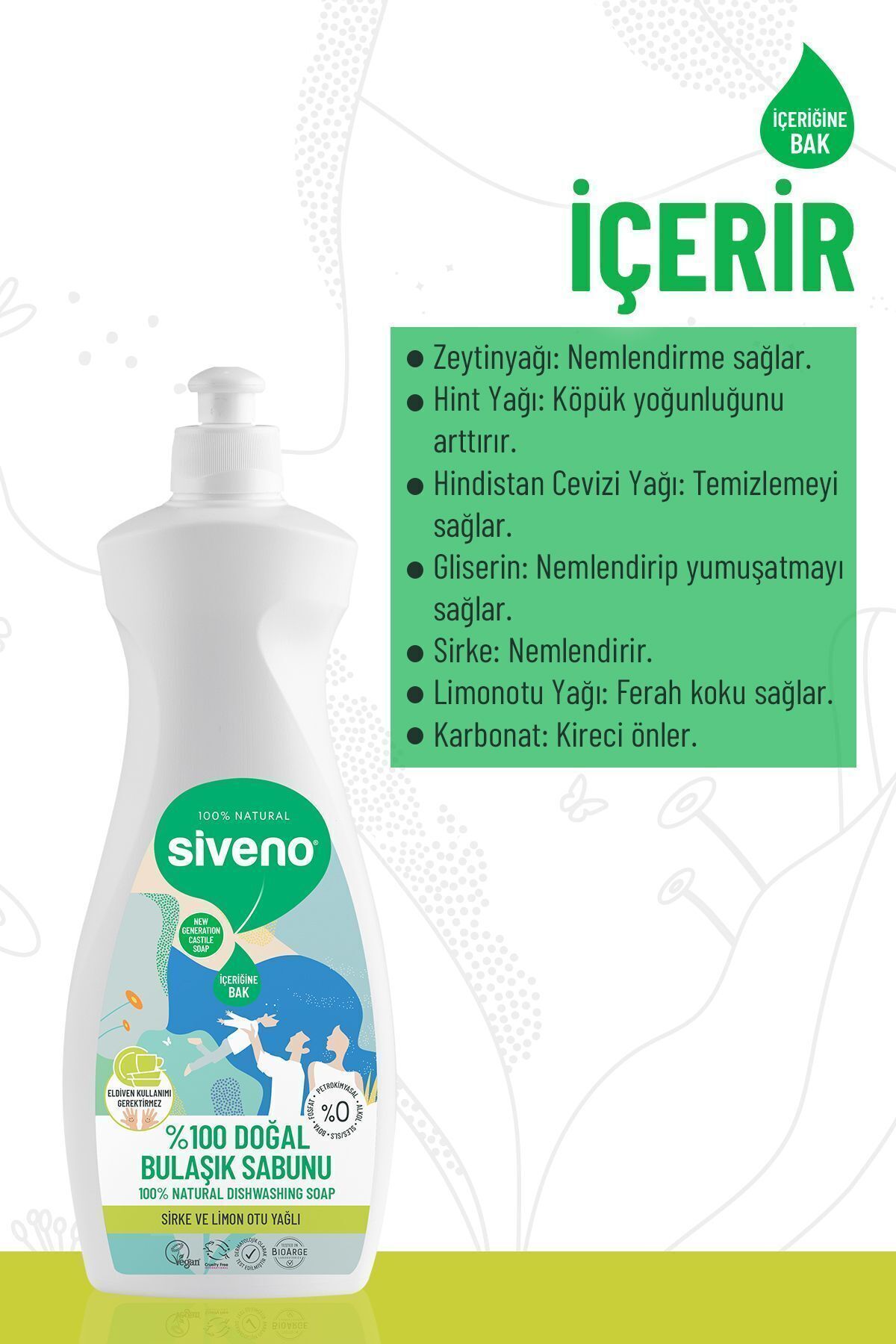 Siveno %100 Doğal Bulaşık Sabunu Bitkisel Elde Bulaşık Sabunu Nemlendirici Vegan 500 ml X2 Adet fotoğrafı 4 (önizleme)
