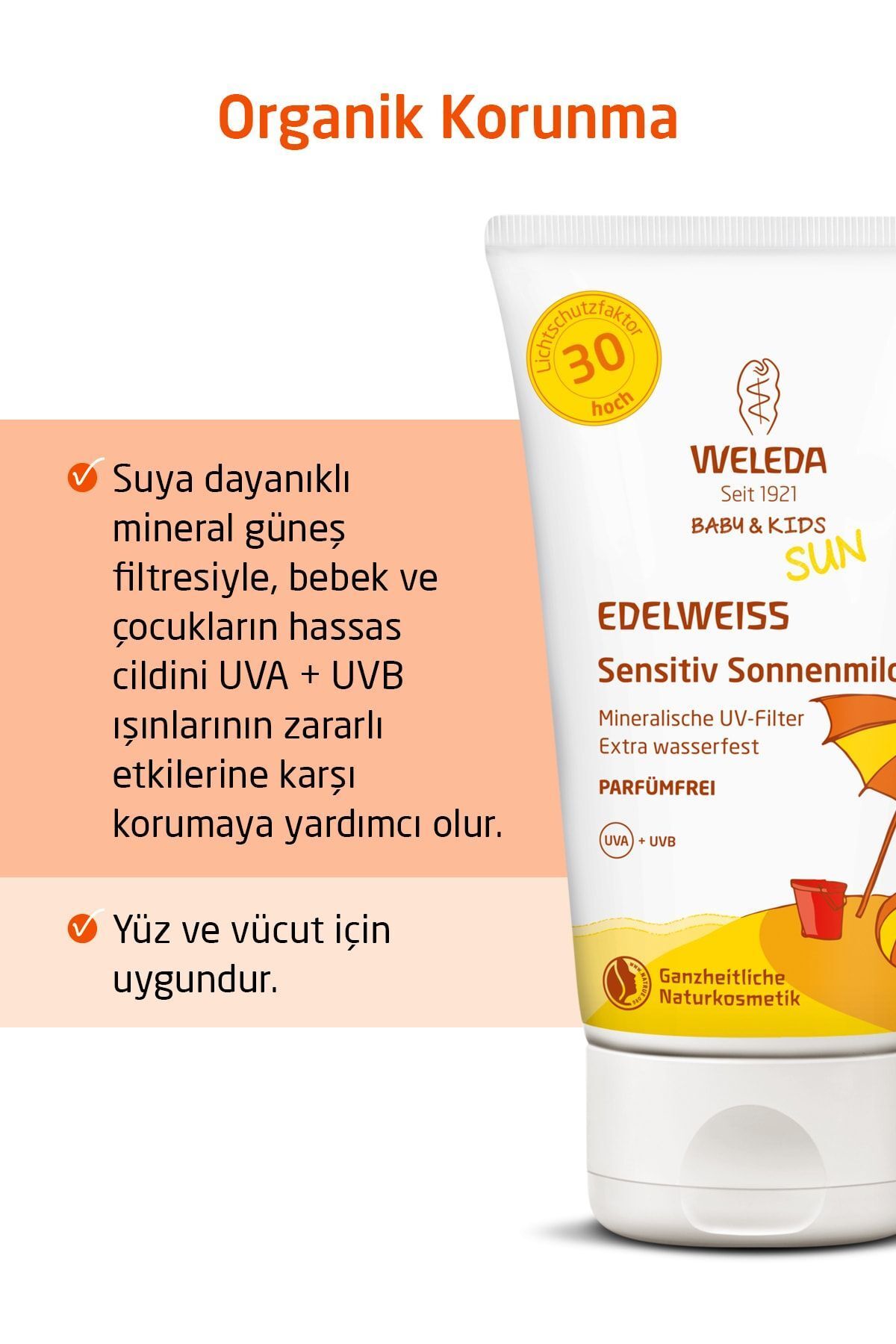 لوسیون ضد آفتاب فیلتر شده معدنی با فاکتور محافظتی بالا برای نوزادان و کودکان Spf 30 150 میلی لیتر Weleda
