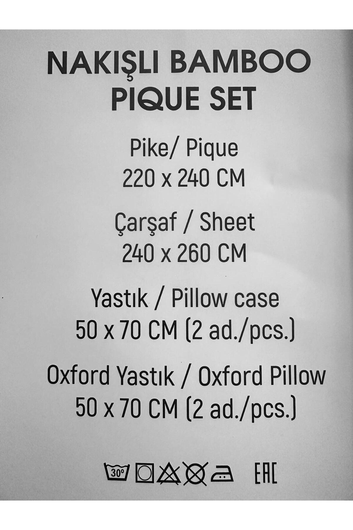 NAURA Concept Organik Bambu 4 Yastıklı Çift Kişilik (Battal) Pike Takımı 2