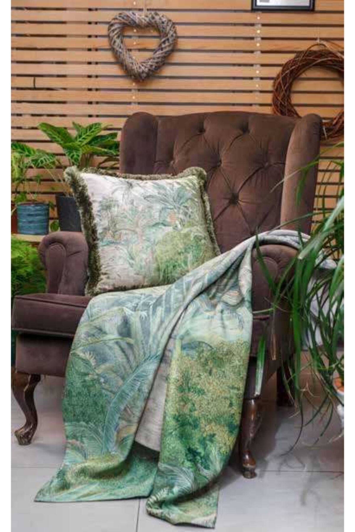 Green Tassel Velvet Pillow Case 45cmx45cm