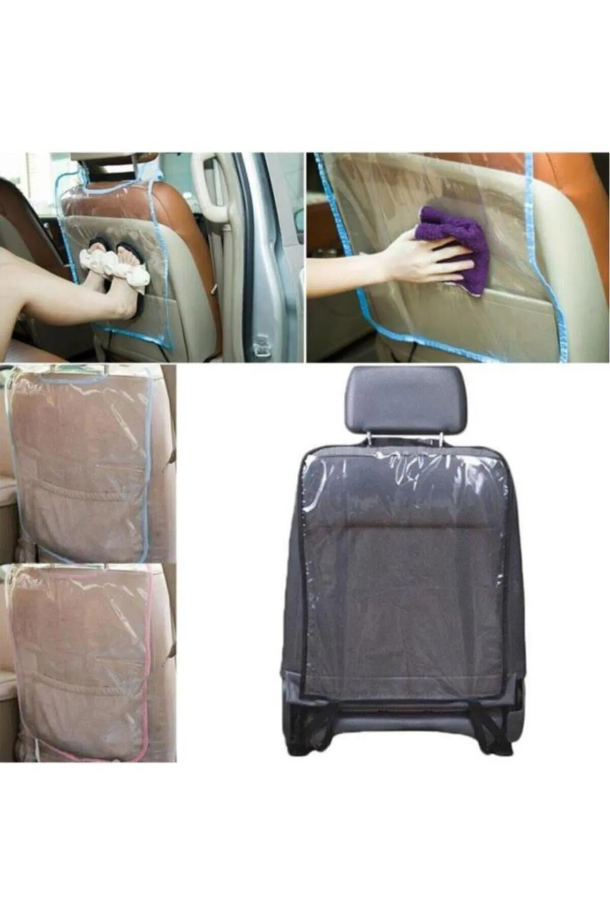 Özlem Toys Lastikli Şeffaf Oto Araba Koltuk Arkası Koruyucu Kılıfı (2 Adet) fotoğrafı 3 (önizleme)