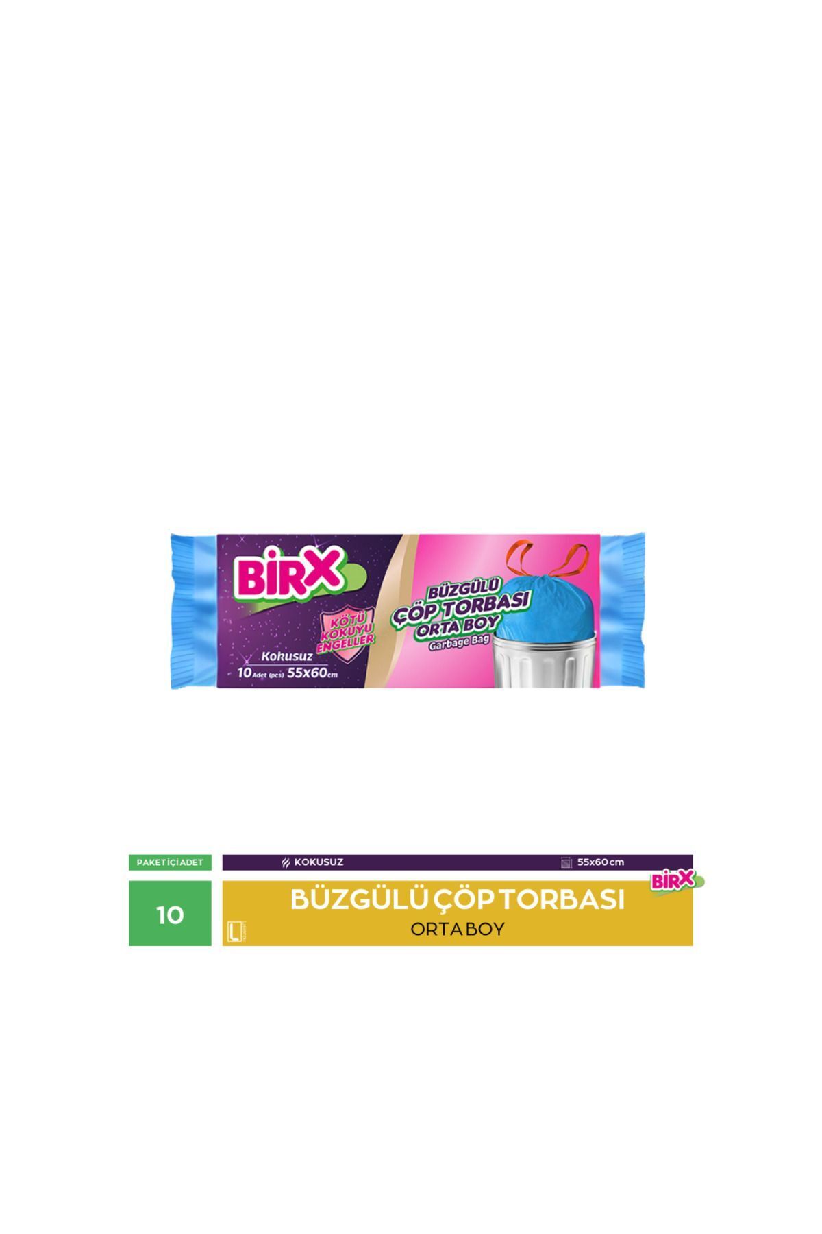 BIRX-Garbage Bag Drawstring Unscented Medium Size 10 Piece Garbage Bag 1