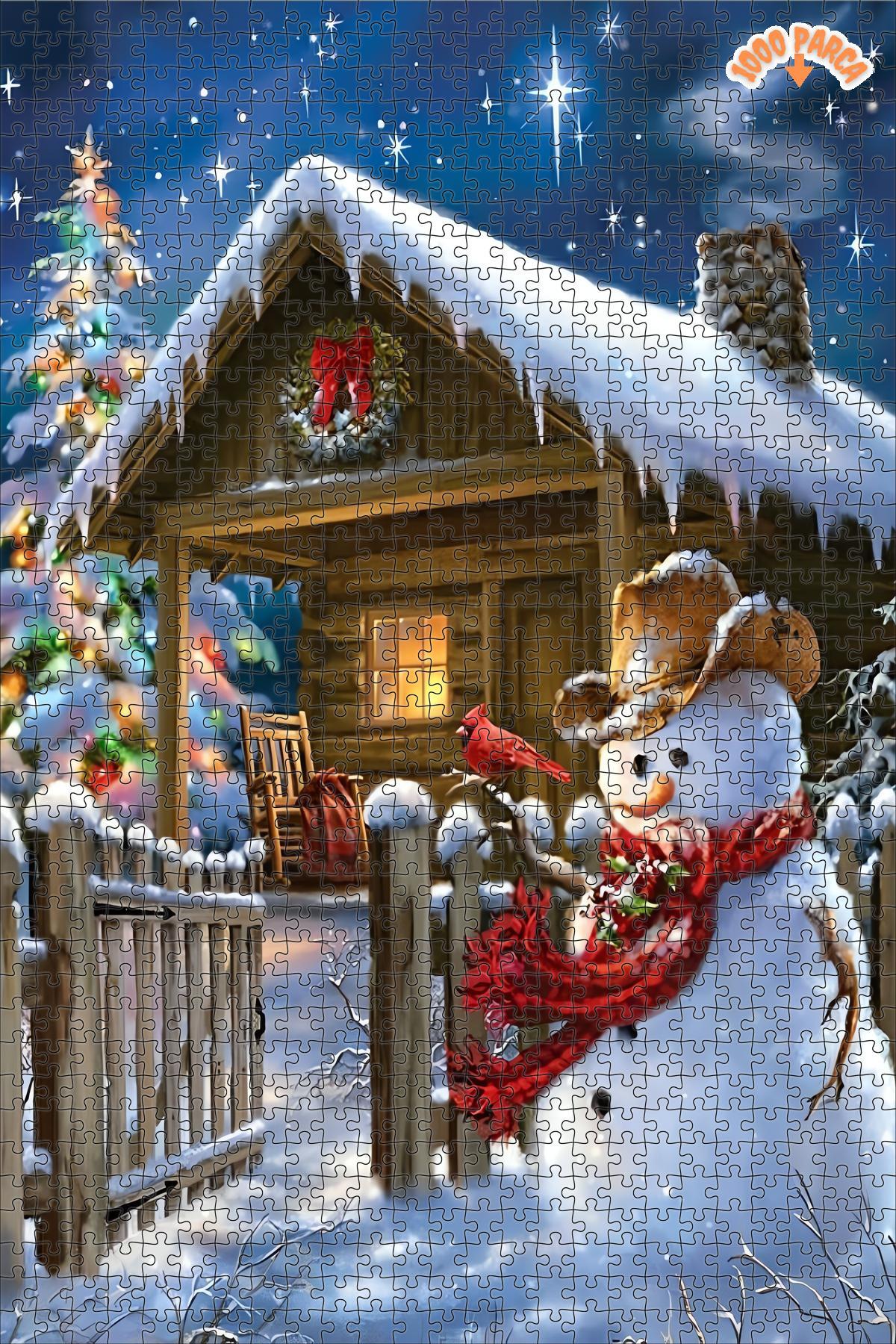 Noelanilana様 Teona Ahşap Kardan Adam Noel Gecesi Dekoratif Çift Katlı Çerçeveli