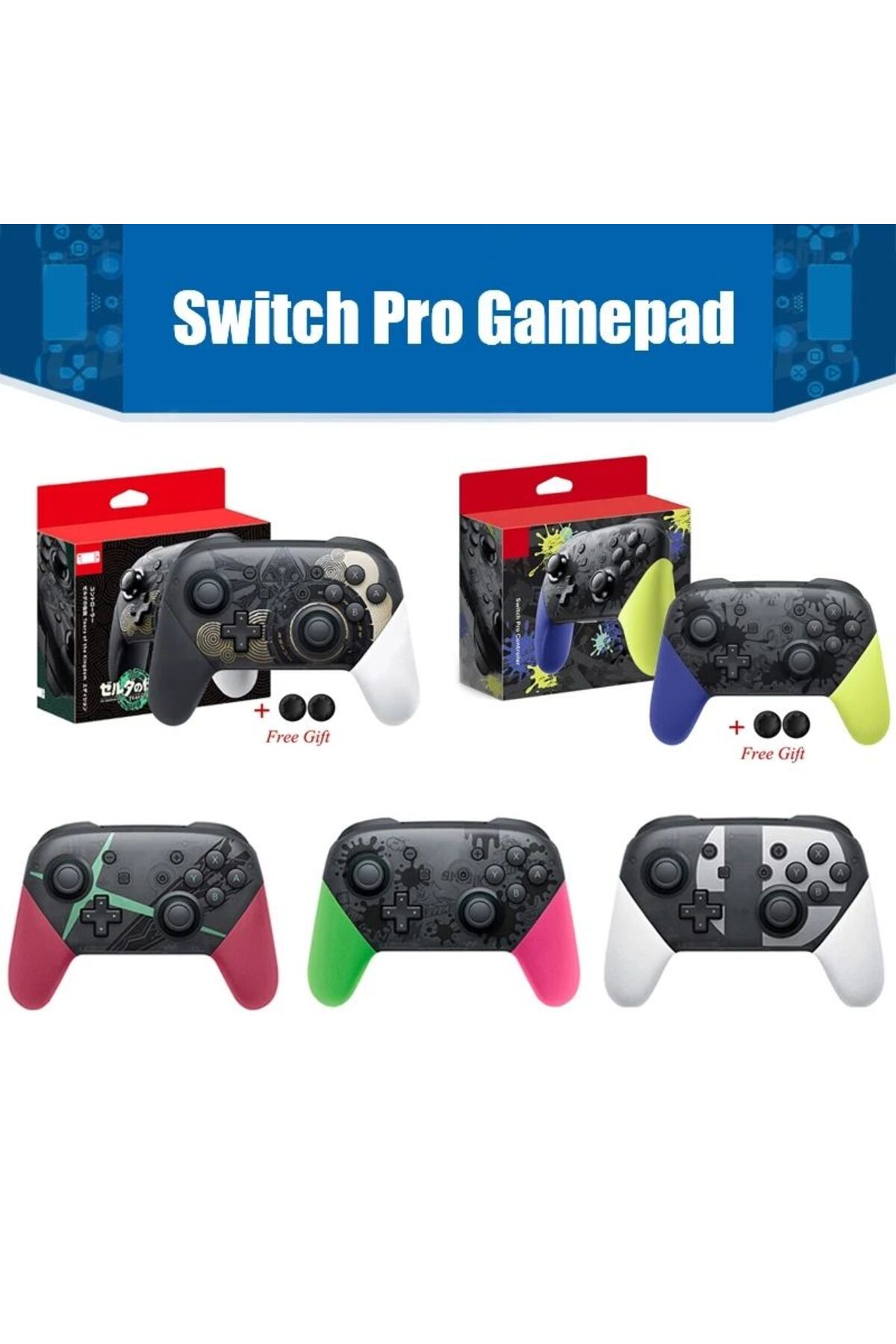 Nintendo Switch Pro Controller Kablosuz Bluetooth Gamepad Oyun Kolu uyumlu 6