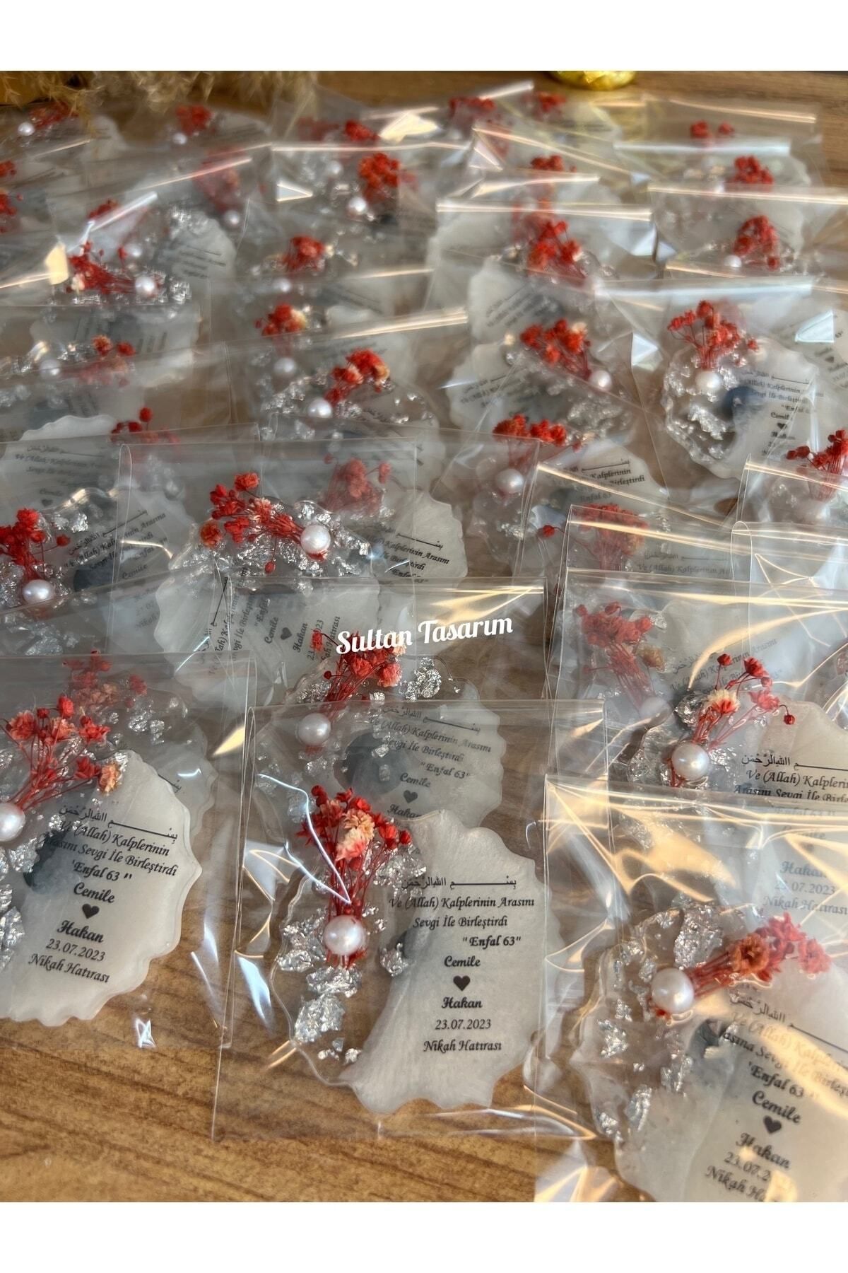 Sultan Tasarım 6 Cm - 20 Adet Çiçekli Söz Nişan Düğün Kız Erkek Bebek Yenidoğan Sünnet Hediyelik Buzdolabı Magneti fotoğrafı 5 (önizleme)