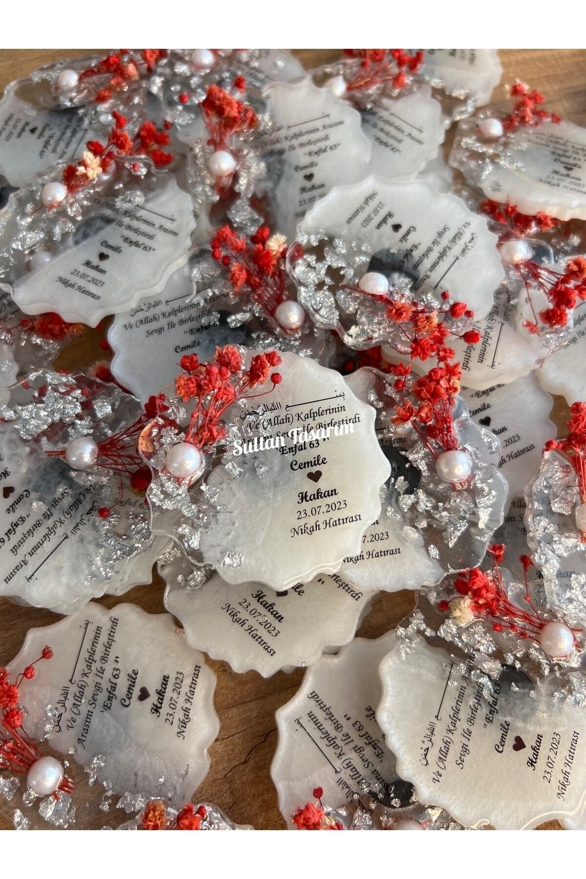 Sultan Tasarım 6 Cm - 20 Adet Çiçekli Söz Nişan Düğün Kız Erkek Bebek Yenidoğan Sünnet Hediyelik Buzdolabı Magneti fotoğrafı 4 (önizleme)