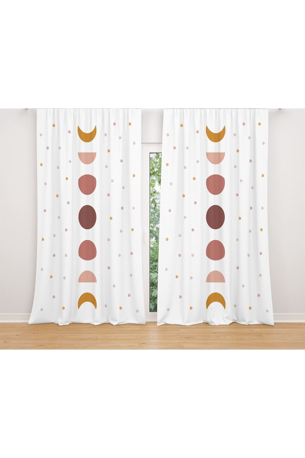 Evpanya Ay Dönencesi Desenli Çocuk Odası Perdesi ( Tek Kanat Fiyatlandırma ) fotoğrafı 2 (önizleme)
