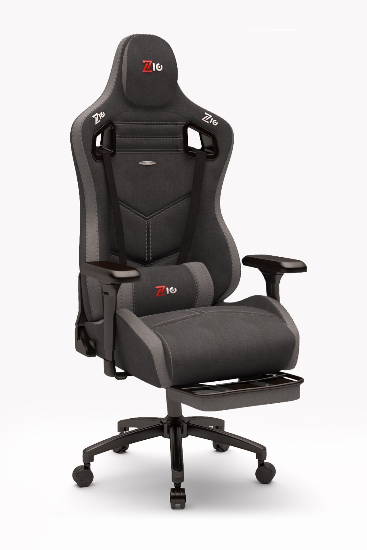 Zio Gaming Zio Venom Xl Profesyonel Oyuncu Koltuğu - Antrasit / Gri Kumaş - Visco Oturak, 4d Kol, Ayak Uzatma