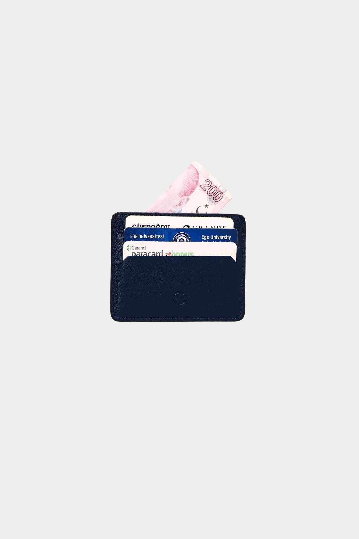 کارت دار مردانه و زنانه 0530 چرمی واقعی SUPER SLIM یونیسکس CARD HOLY FLOTHER NAVY BLUE Grande