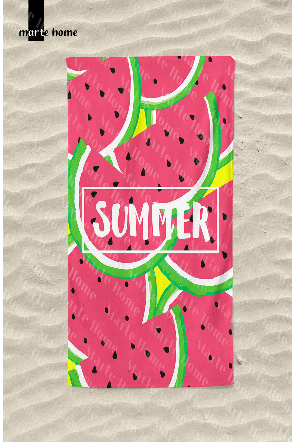 Marte Home SUMMER KARPUZ BASKILI RENKLİ PLAJ HAVLUSU
