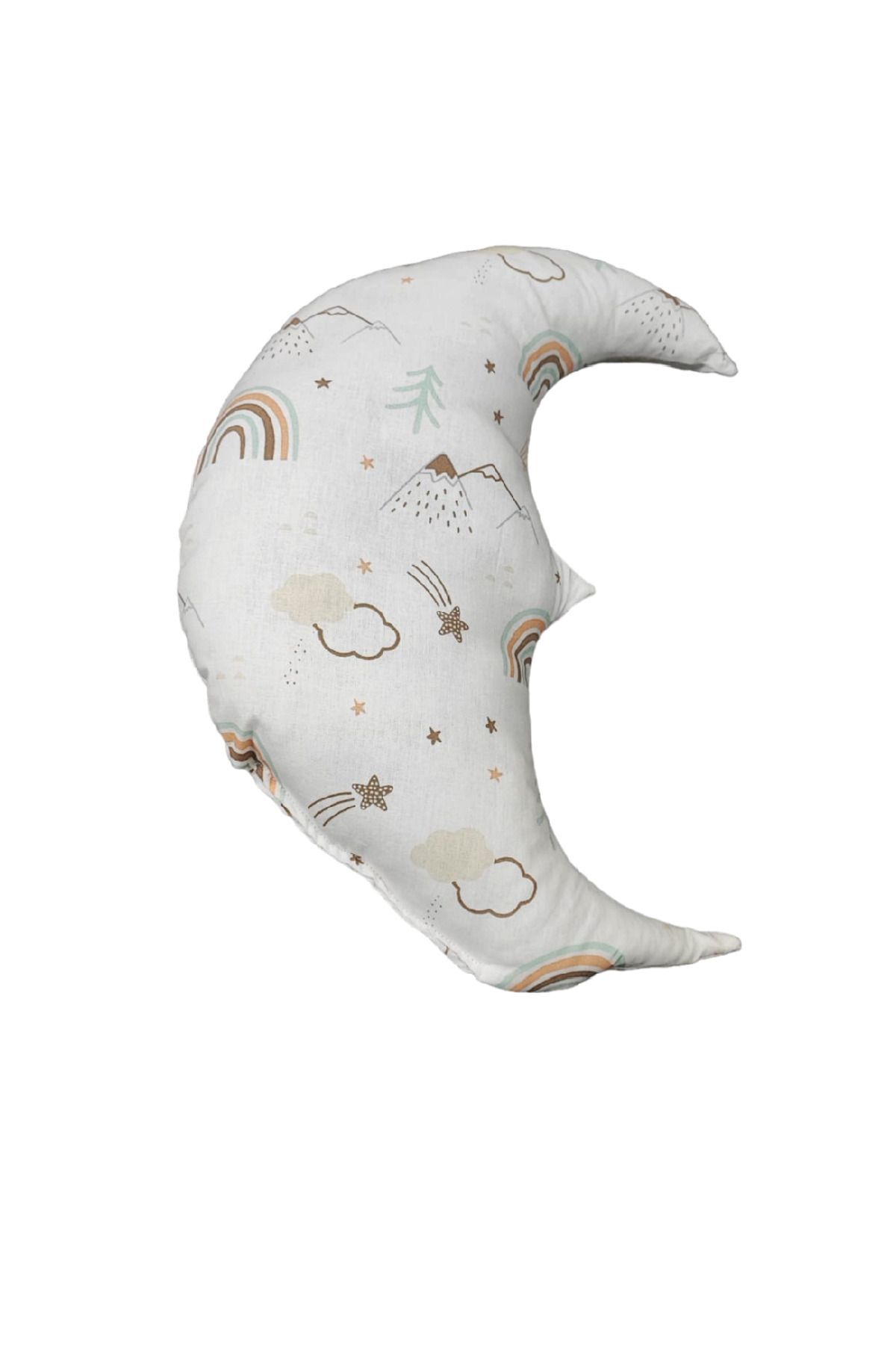 Moon Model Pillow Sleeping Friend Ornament Pillow Brown Rainbow on the Moon