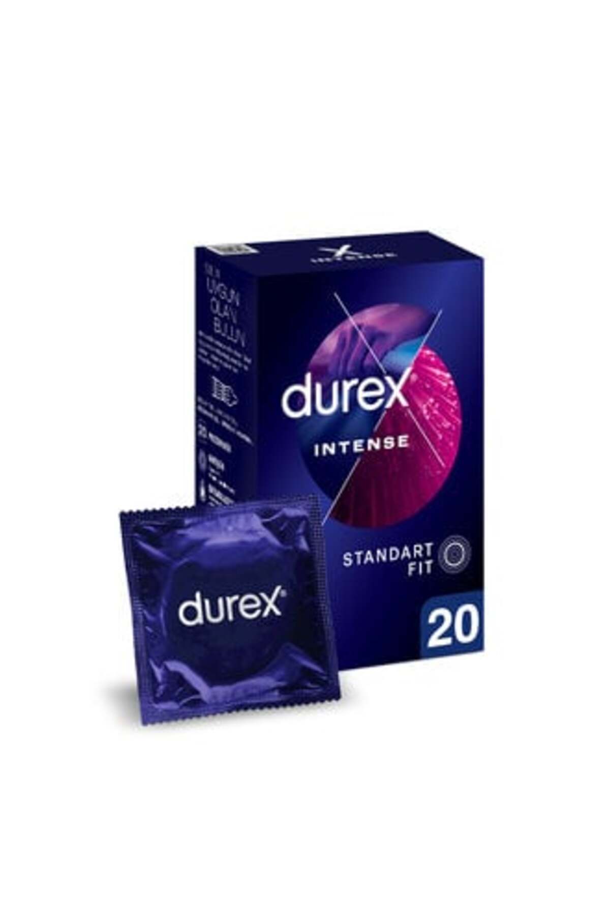 ( KİL MASKESİ HEDİYE ) Durex Intense Uyarıcı Jelli ve Tırtıklı Prezervatif 20'li ( 1 ADET )